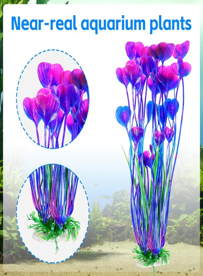 AQUANEAT Artificial Fish Tank Plants, Plastic Aquarium Accessories Large, 15.5 inch Purple Decorations, 2pcs - Image 2